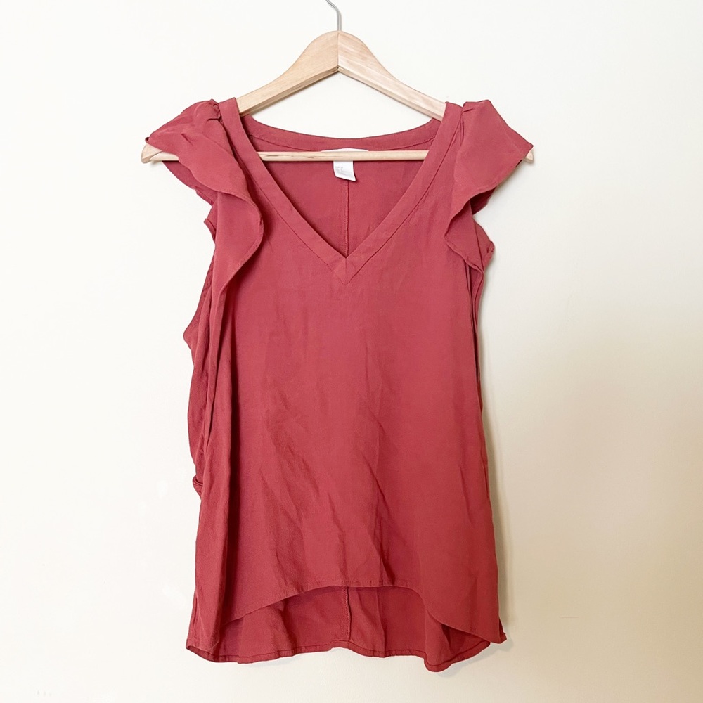 H&M | Rose V neck Ruffle Sleeveless Blouse 8